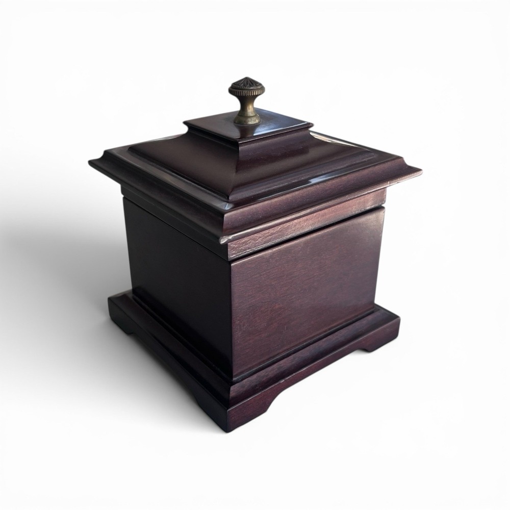 Bombay Company Wooden Music Jewelry Box Green Velvet Lined Ring Organizer Windup